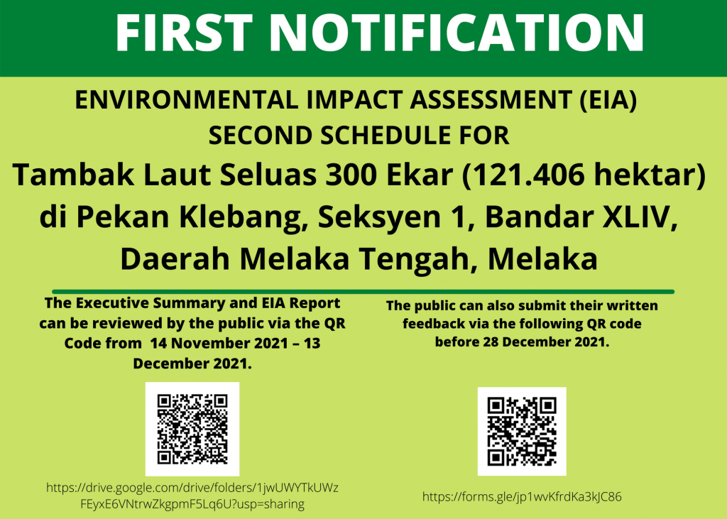 First Notification FIRST NOTIFICATION FOR EIA SECOND SCHEDULE PROJECT β Ardhmillenia